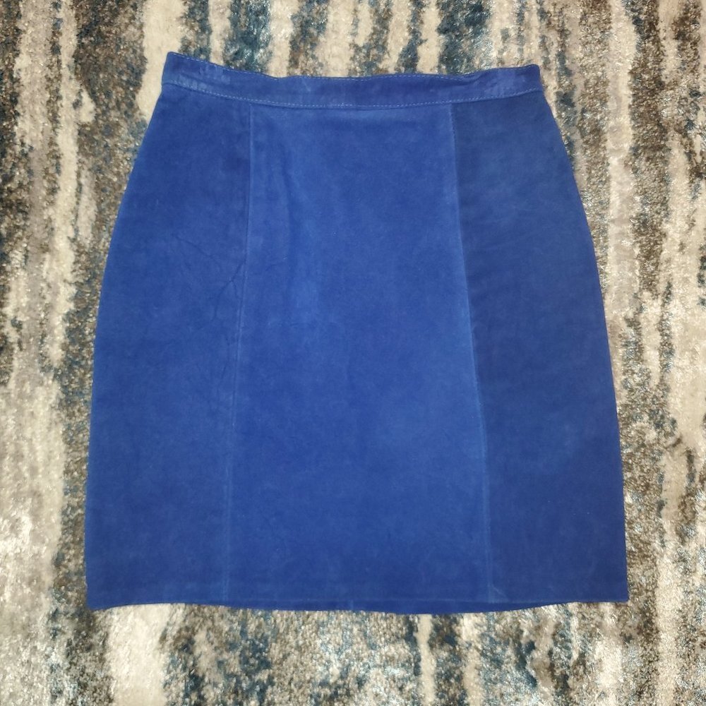 Elegant Blue Suede Skirt